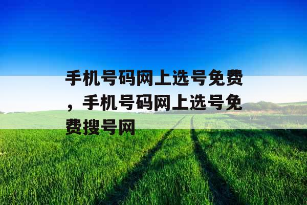 手机号码网上选号免费，手机号码网上选号免费搜号网