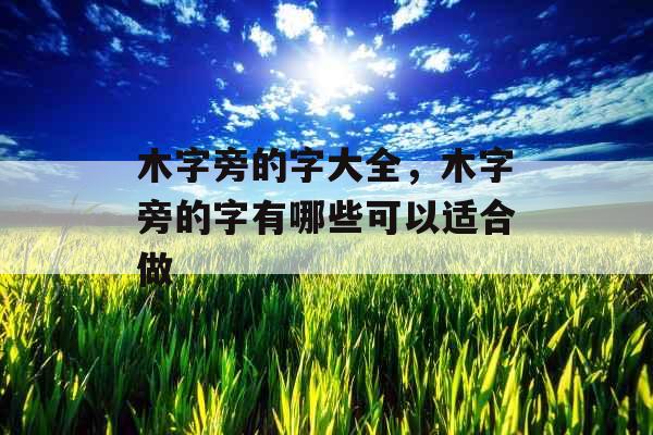 木字旁的字大全，木字旁的字有哪些可以适合做