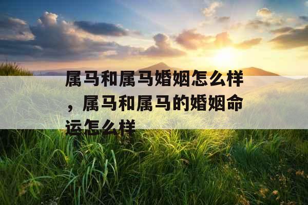 属马和属马婚姻怎么样，属马和属马的婚姻命运怎么样