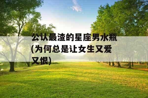 公认最渣的星座男水瓶(为何总是让女生又爱又恨)