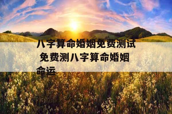 八字算命婚姻免费测试 免费测八字算命婚姻命运 八字算命婚姻免费测试 免费测八字算命婚姻命运