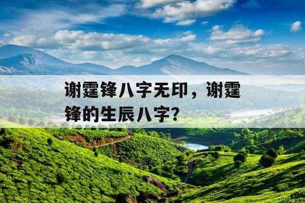 谢霆锋八字无印，谢霆锋的生辰八字？