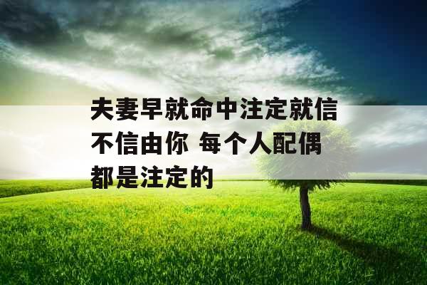 夫妻早就命中注定就信不信由你 每个人配偶都是注定的