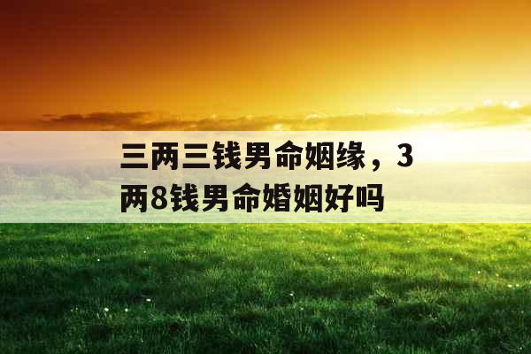 三两三钱男命姻缘，3两8钱男命婚姻好吗