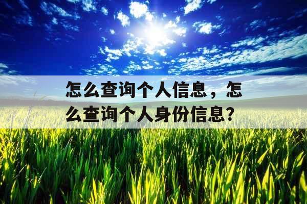 怎么查询个人信息，怎么查询个人身份信息？