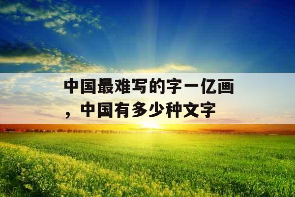 中国最难写的字一亿画，中国有多少种文字