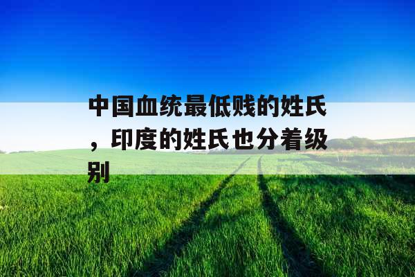 中国血统最低贱的姓氏，印度的姓氏也分着级别