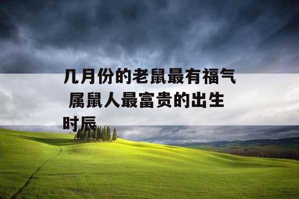 几月份的老鼠最有福气 属鼠人最富贵的出生时辰