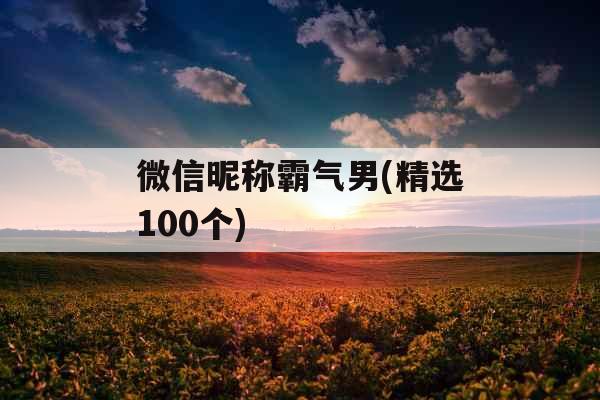 微信昵称霸气男(精选100个)