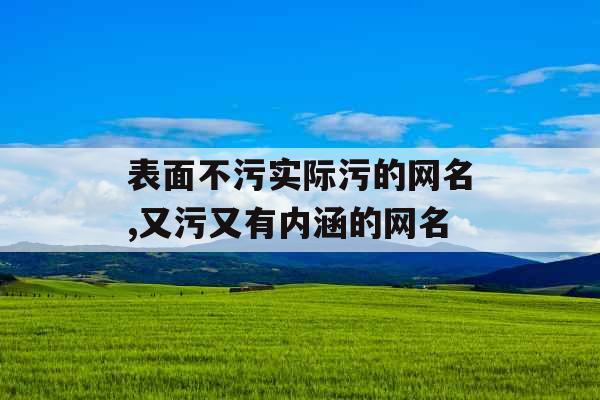 表面不污实际污的网名,又污又有内涵的网名
