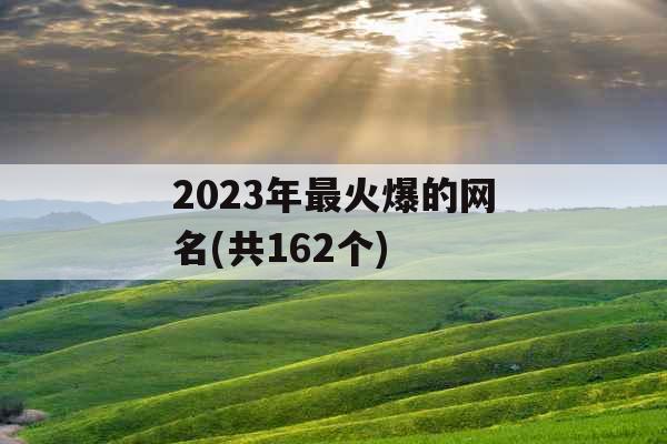 2023年最火爆的网名(共162个) 2023年最火爆的网名(共162个)