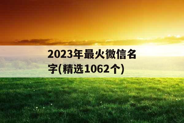 2023年最火微信名字(精选1062个)