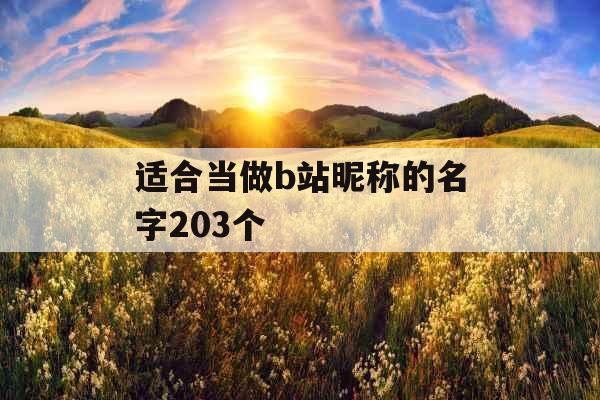 适合当做b站昵称的名字203个