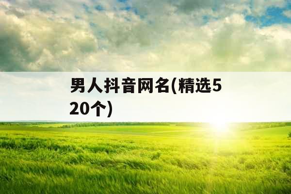 男人抖音网名(精选520个)