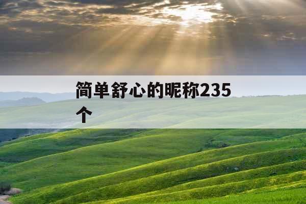 简单舒心的昵称235个