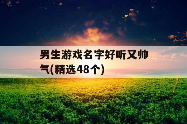 男生游戏名字好听又帅气(精选48个)