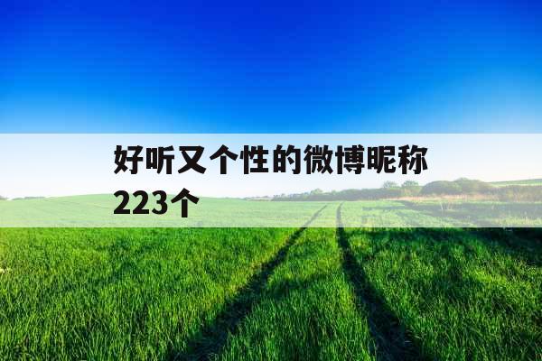 好听又个性的微博昵称223个