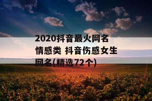 2020抖音最火网名情感类 抖音伤感女生网名(精选72个)