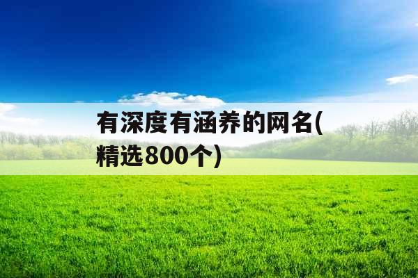 有深度有涵养的网名(精选800个)