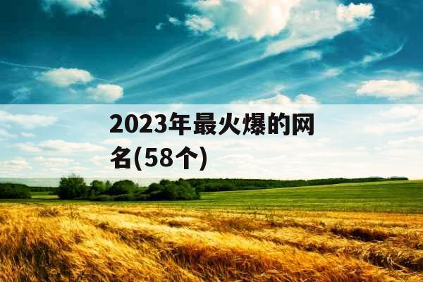 2023年最火爆的网名(58个)