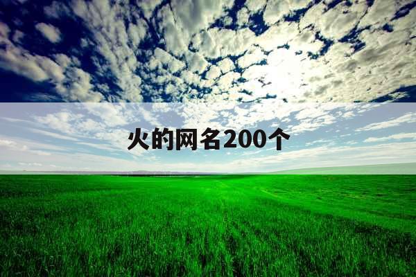 火的网名200个