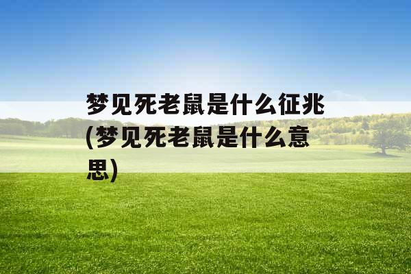 梦见死老鼠是什么征兆(梦见死老鼠是什么意思)
