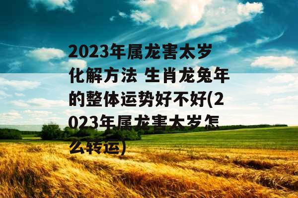 2023年属龙害太岁化解方法 生肖龙兔年的整体运势好不好(2023年属龙害太岁怎么转运)