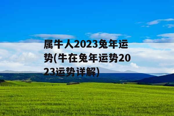 属牛人2023兔年运势(牛在兔年运势2023运势详解)
