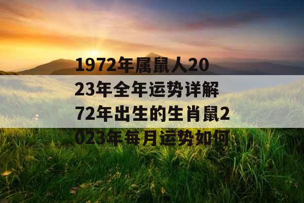 1972年属鼠人2023年全年运势详解 72年出生的生肖鼠2023年每月运势如何
