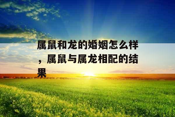 属鼠和龙的婚姻怎么样，属鼠与属龙相配的结果