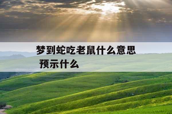 梦到蛇吃老鼠什么意思 预示什么