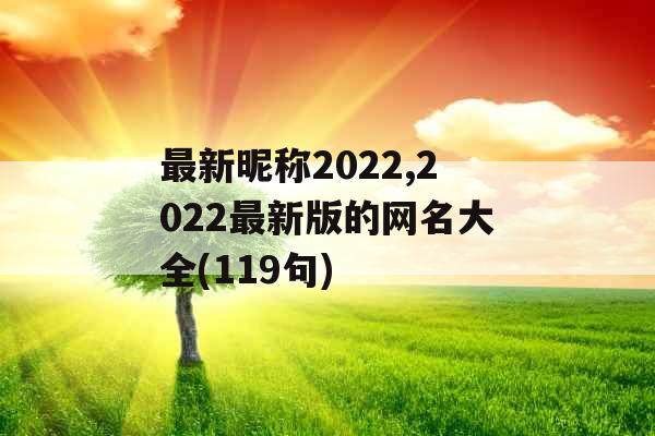 最新昵称2022,2022最新版的网名大全(119句)