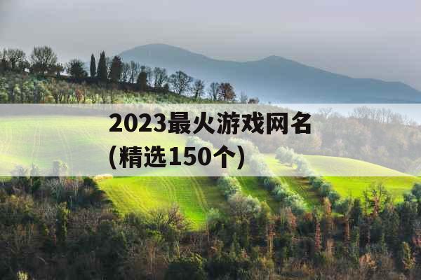 2023最火游戏网名(精选150个)
