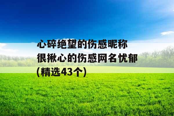 心碎绝望的伤感昵称 很揪心的伤感网名忧郁(精选43个) 心碎绝望的伤感昵称 很揪心的伤感网名忧郁(精选43个)