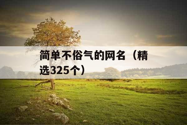 简单不俗气的网名（精选325个）