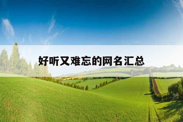 好听又难忘的网名汇总
