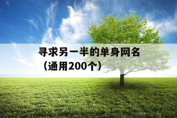 寻求另一半的单身网名（通用200个）