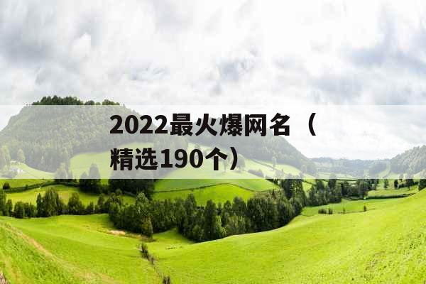 2022最火爆网名（精选190个）