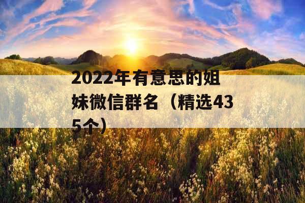 2022年有意思的姐妹微信群名(精选435个) 2022年有意思的姐妹微信群名(精选435个)