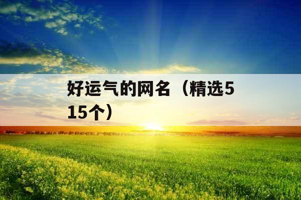 好运气的网名(精选515个) 好运气的网名(精选515个)