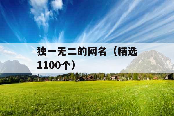 独一无二的网名（精选1100个）