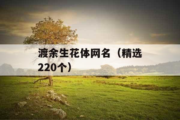 渡余生花体网名(精选220个) 渡余生花体网名(精选220个)
