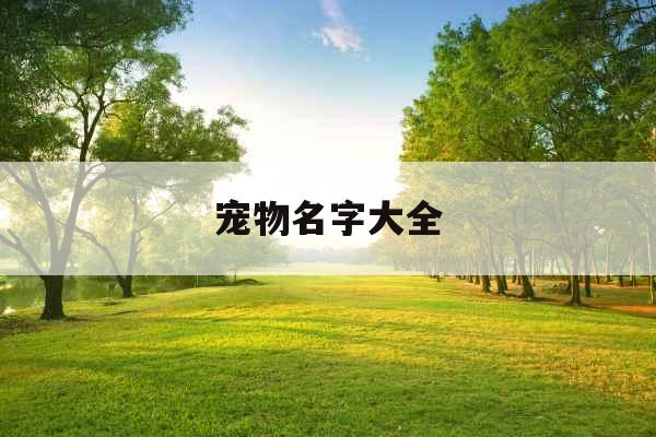 宠物名字大全