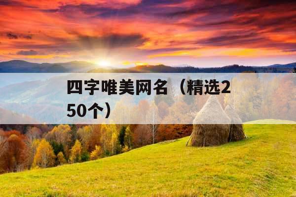 四字唯美网名（精选250个）