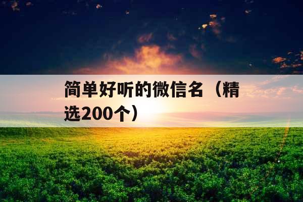 简单好听的微信名(精选200个)