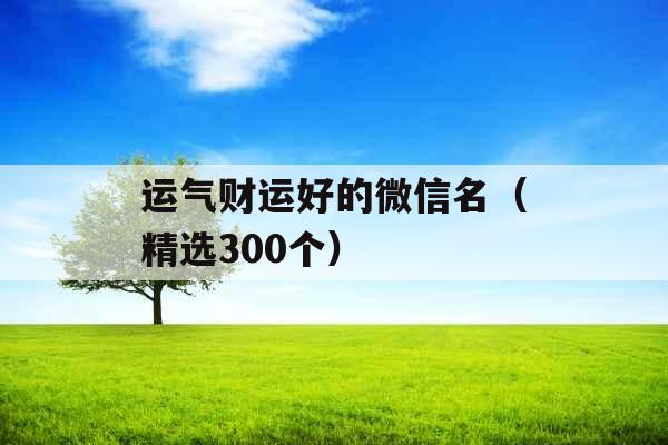运气财运好的微信名（精选300个）