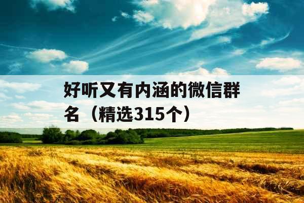 好听又有内涵的微信群名（精选315个）