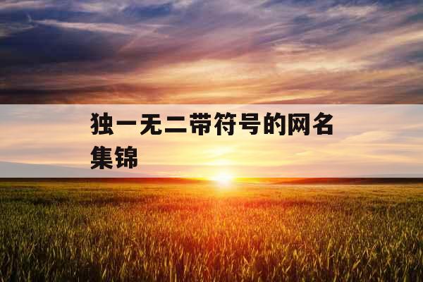 独一无二带符号的网名集锦