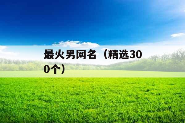 最火男网名（精选300个）