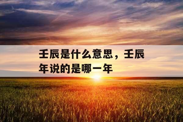 壬辰是什么意思，壬辰年说的是哪一年